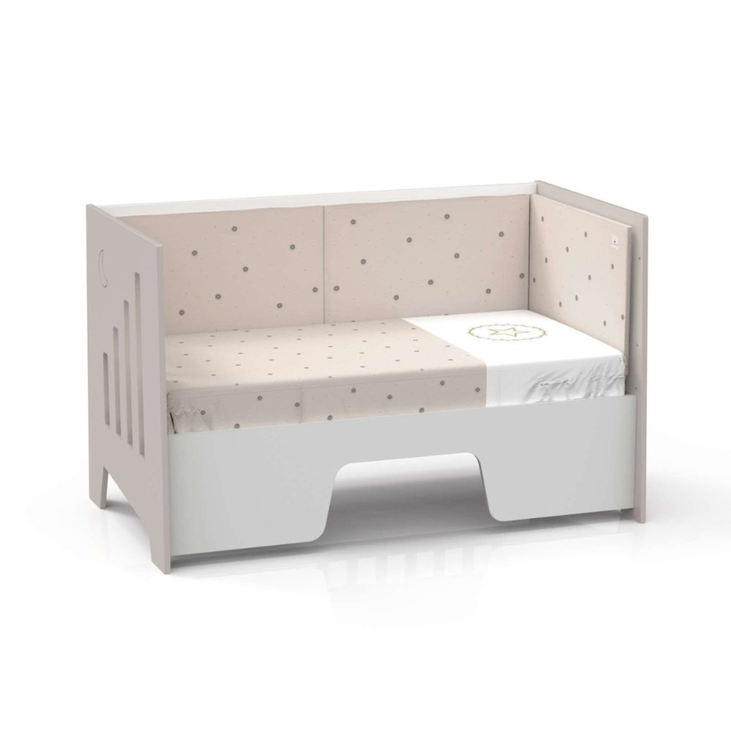 Berço Alondra Omni XL Beige 6 em 1 com Colchão, Barra Infantil e Têxteis - Alondra - OMNIXL-K15-M7753-TX127
