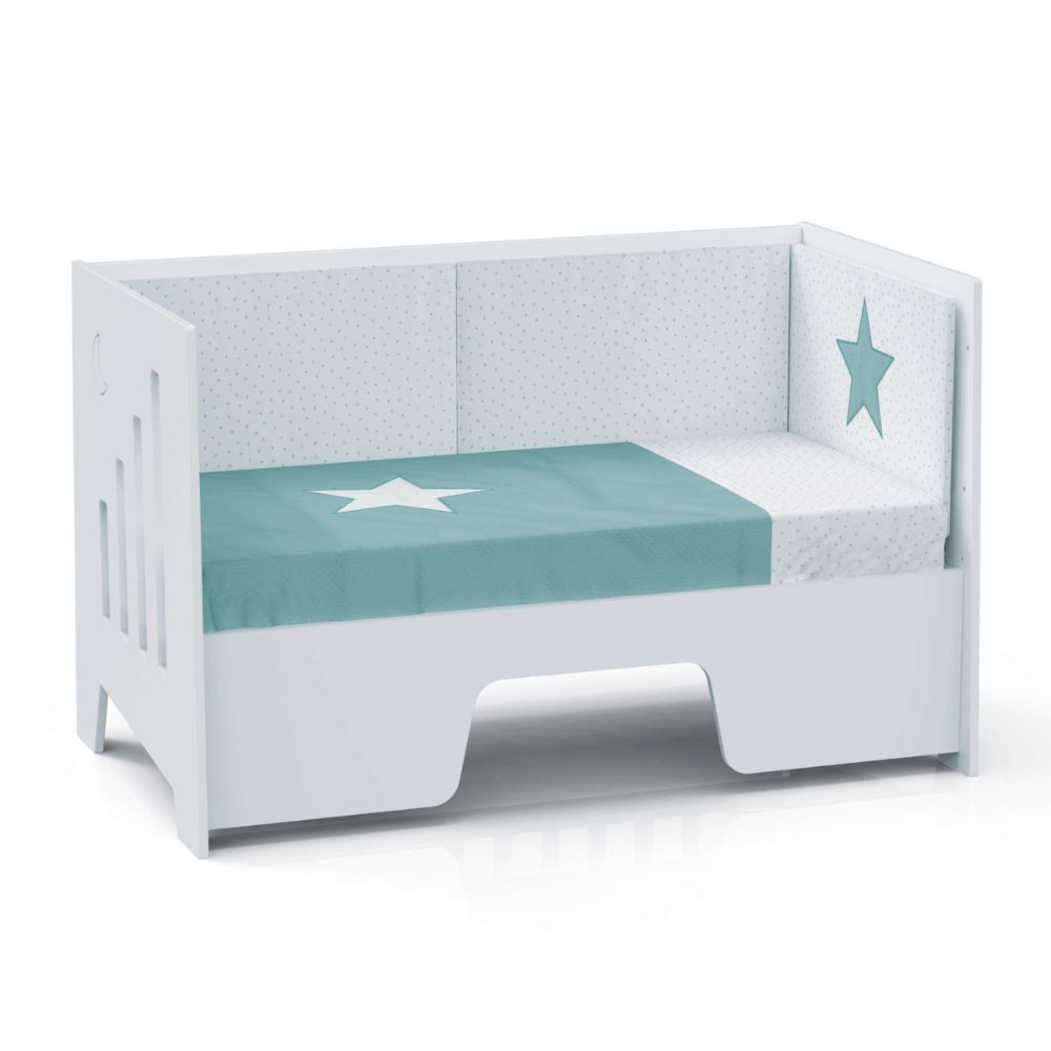 Berço Alondra Omni XL Marengo 6 em 1 com Colchão, Barra Infantil e Têxteis - Alondra - OMNIXL-K15-M7769-TX128