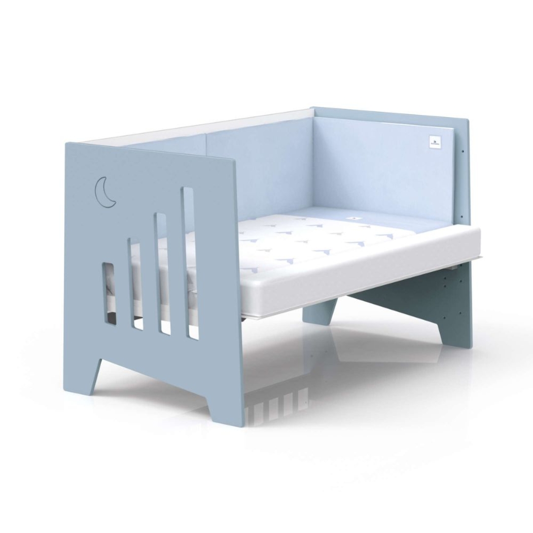 Berço Alondra Omni XL Blue 6 em 1 com Colchão, Barra Infantil, Kit Co-Sleeping e Têxteis - Alondra - OMNIXL-K16-M7741-TX128