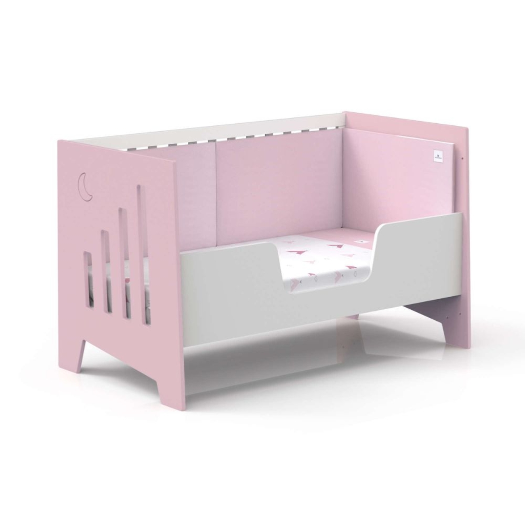 Berço Alondra Omni XL Pink 6 em 1 com Colchão, Barra Infantil, Kit Co-Sleeping e Têxteis - Alondra - OMNIXL-K16-M7742-TX122