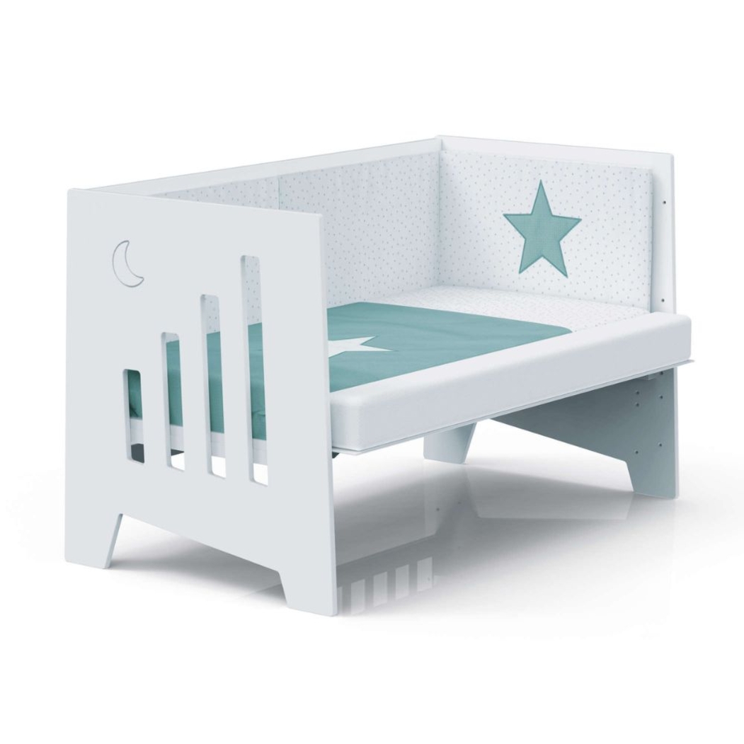 Berço Alondra Omni XL Erba 6 em 1 com Colchão, Barra Infantil, Kit Co-Sleeping e Têxteis - Alondra - OMNIXL-K16-M7756-TX127