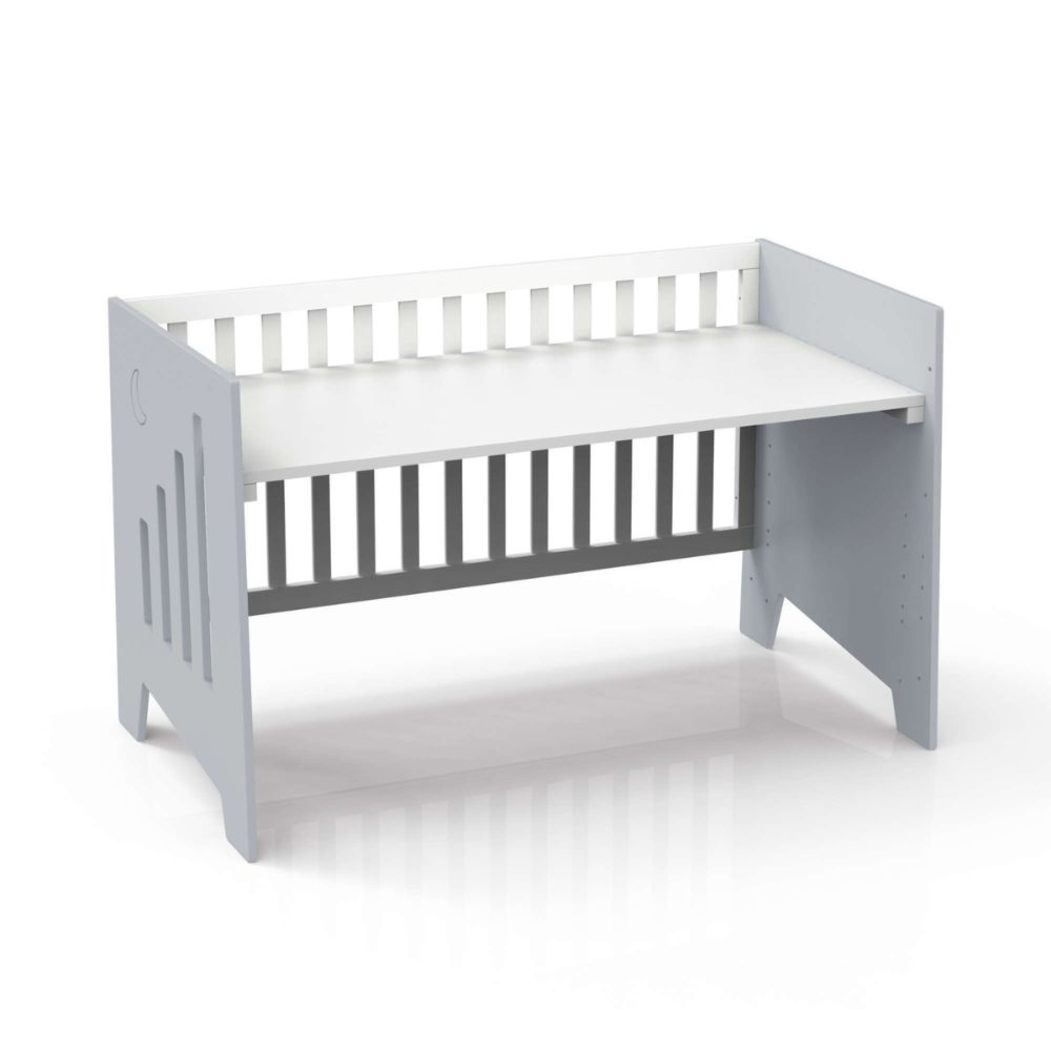 Berço Alondra Omni XL Grey 6 em 1 com Colchão, Barra Infantil, Kit Co-Sleeping e Têxteis - Alondra - OMNIXL-K16-M7778-TX128
