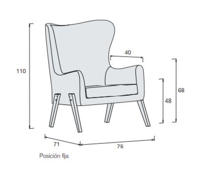 Sofá de Amamentação Alondra Glam Tecido Pés Pinho - Alondra - 8431904447332